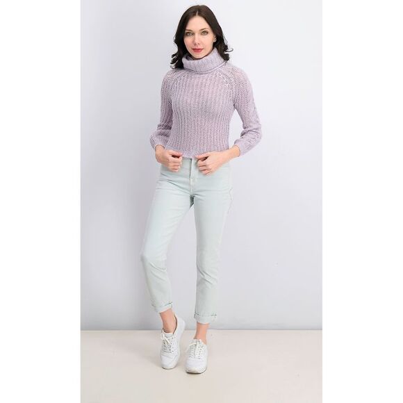 PLANET GOLD Womens Purple Knitted Long Sleeve Cowl Neck Sweater Size: M - Picture 1 of 4